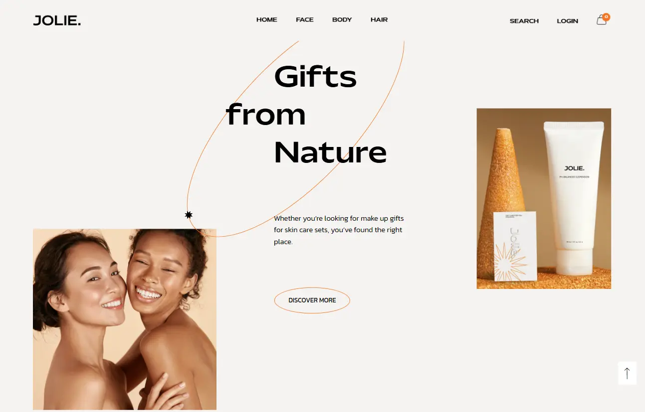 Jolie natural skincare website concept
